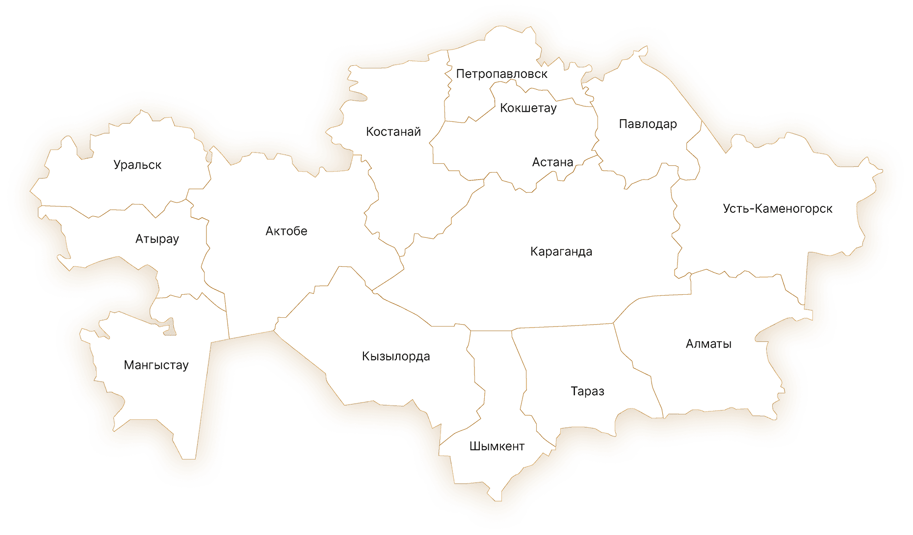 Карта Казахстана с городами, участвующими в акции